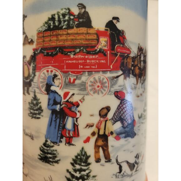 Vintage Beer Mug Budweiser Holiday Stein 1991 “The Season’s Best” – Clydesdales - Picture 6 of 9